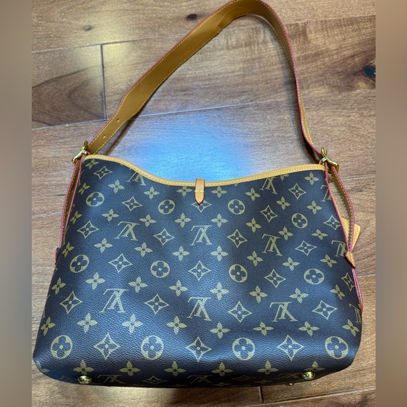 Designer Inspired Classic Monogram Shoulder Bag in Brown and Tan - Picture 4 of 16